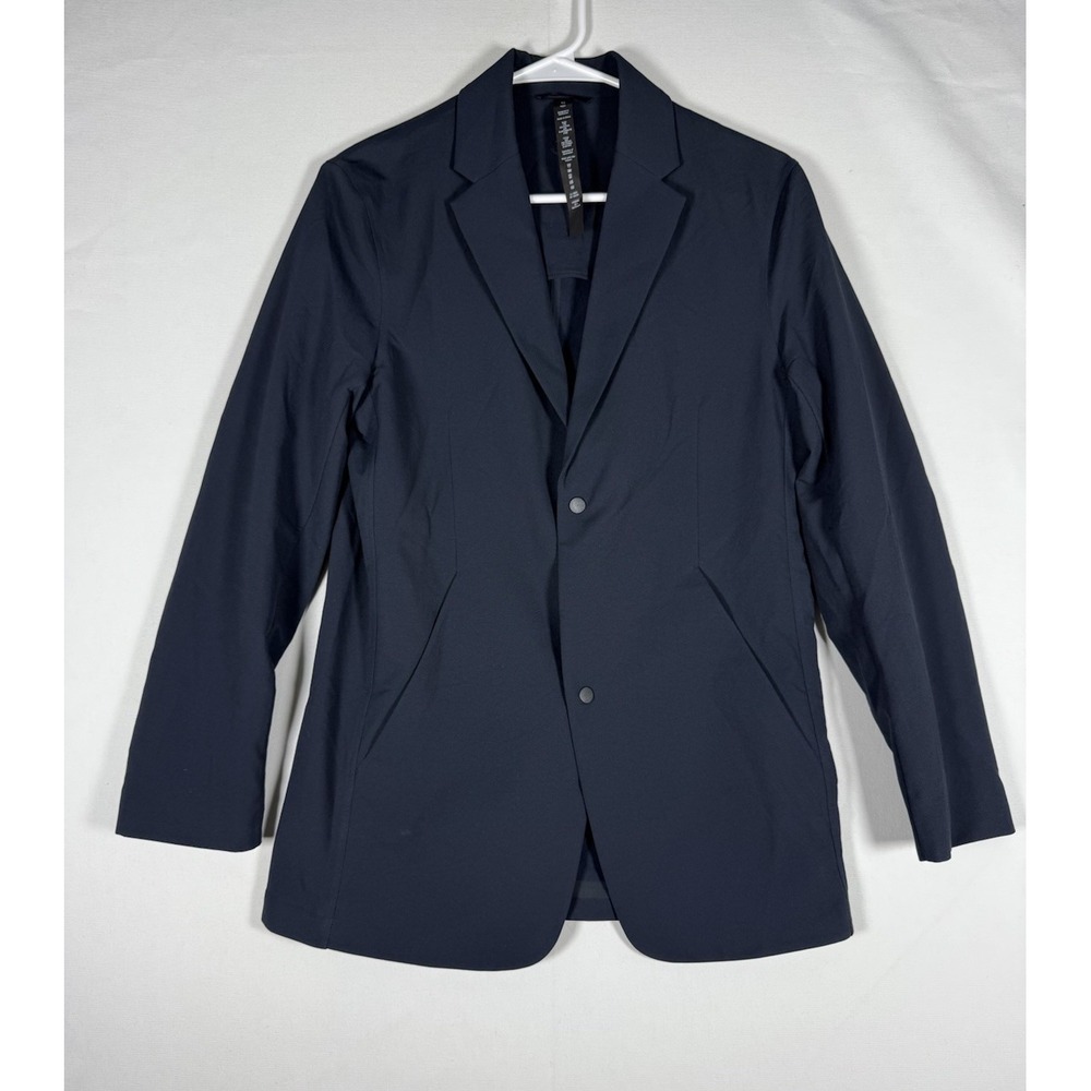 EUC Lululemon Blazer Jacket Men XS Navy Stretch Tech 2 Button Zip Pockets Travel